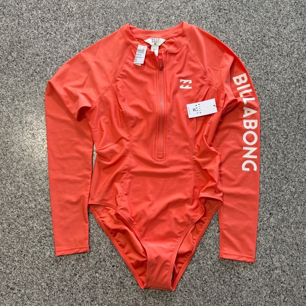 Billabong Beach Babe Surf Suit Womens M Half Zip Bodysuit Long Sleeve